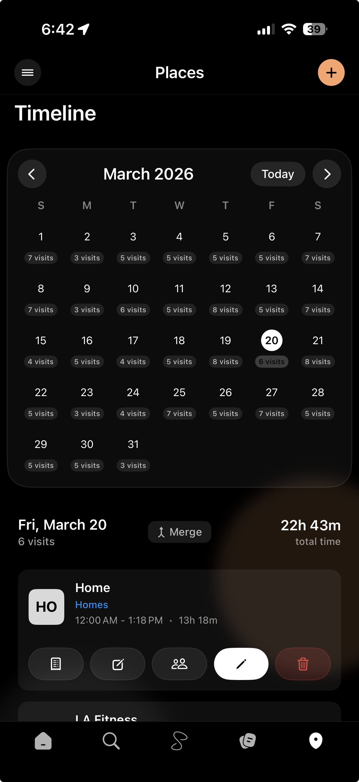 Places timeline dark