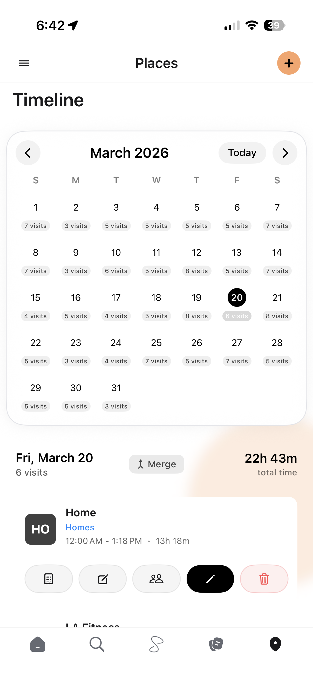 Places timeline light